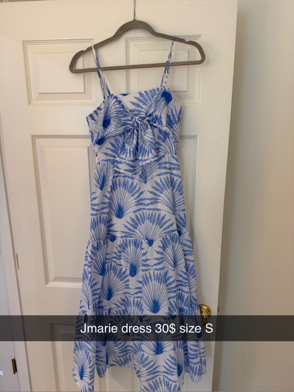 Blue & White Printed Sundress with Front Knot